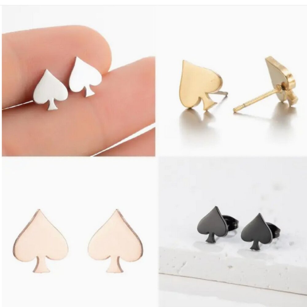 Stainless Steel Spade Stud Earrings NWT